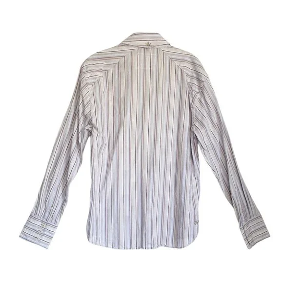 English Laundry Women's Lion Crest Stripe Long Sleeve Button Shirt - Sz M - Picture 2 of 7